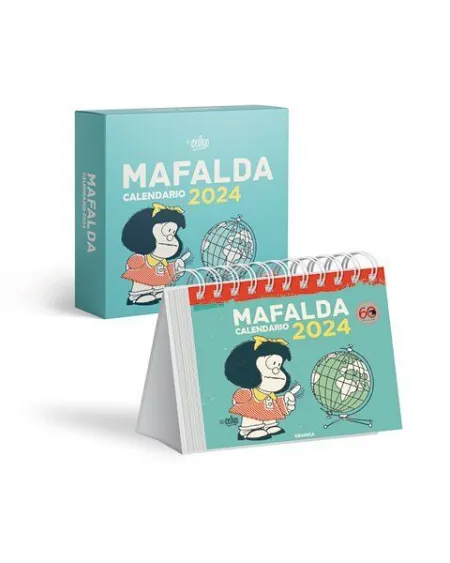 Mafalda 2024, Calendario Escritorio Turquesa con Caja