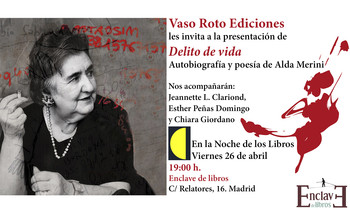 DELITO DE VIDA autobiografía y poesía de Alda Merini. 19:00h