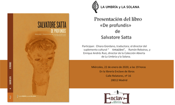 DE PROFUNDIS de Salvatore Satta. 19:00h