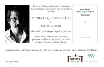 Presentación AHORA ES QUE SON ELLAS, de PAULO LEMINSKI - 18:30 h.