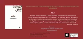 Presentación del poemario AÚN, de Inma Marcos - 19:00 h