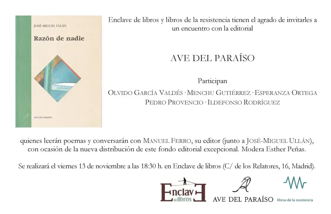 Encuentro con la editorial AVE DEL PARAÍSO