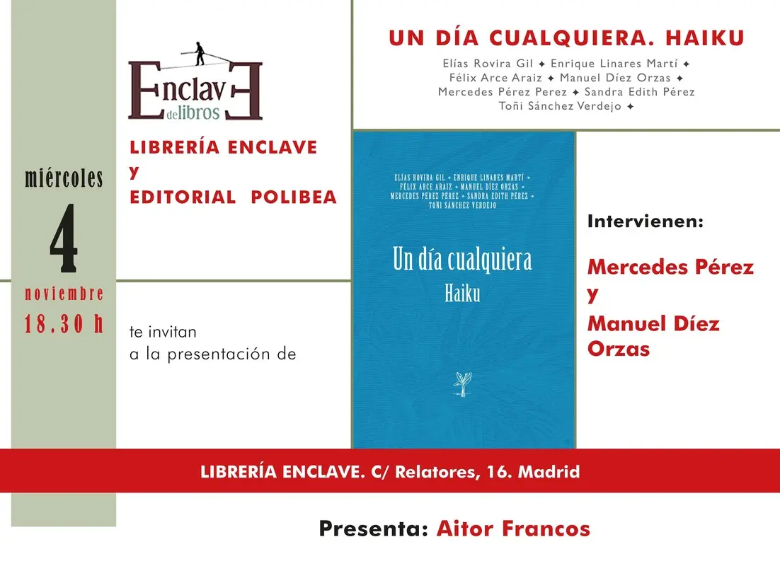 Presentación de UN DÍA CUALQUIERA. HAIKU (Antología)