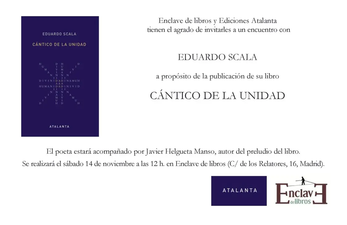 Presentación del poemario CÁNTICO DE LA UNIDAD, de Eduardo Scala